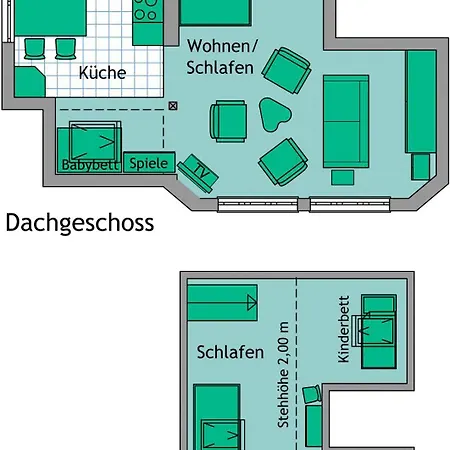 Apartment Strandvilla Hubertus - H7 - Maisonette Kandinsky Mit Seitlichem Meerblick Parkplatz Wlan Voll Ausgestattete Kueche Garten Grillplatz Waldbaden Familie Suedlage