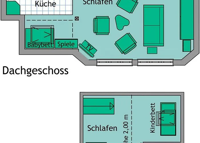 Appartement Strandvilla Hubertus - H7 - Maisonette Kandinsky Mit Seitlichem Meerblick Parkplatz Wlan Voll Ausgestattete Kueche Garten Grillplatz Waldbaden Familie Suedlage
